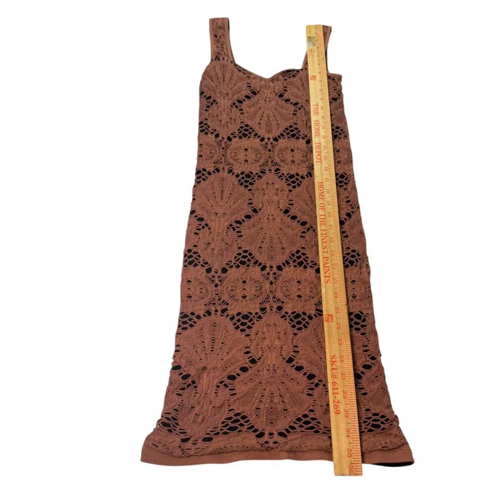 Free People Intimately Crochet Bodycon Dress Medium – Boho Lace Sleeveless Nude